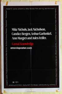b343 CARNAL KNOWLEDGE one-sheet movie poster '71 Jack Nicholson, Bergen