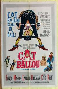 b356 CAT BALLOU one-sheet movie poster '65 classic Jane Fonda, Lee Marvin