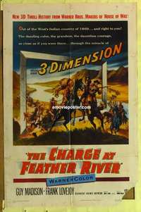 b372 CHARGE AT FEATHER RIVER one-sheet movie poster '53 cool 3-D image!