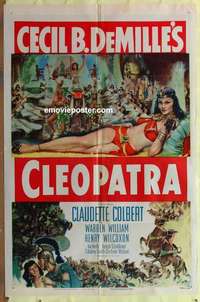 b396 CLEOPATRA one-sheet movie poster R52 Claudette Colbert, DeMille