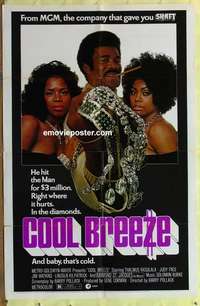 b432 COOL BREEZE one-sheet movie poster '72 blaxploitation, he hit the Man!