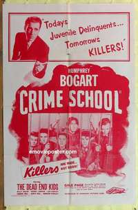 b453 CRIME SCHOOL one-sheet movie poster R56 Humphrey Bogart, Dead End Kids
