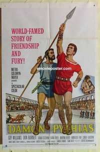 b468 DAMON & PYTHIAS one-sheet movie poster '62 Italian sword & sandal!