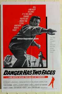 b471 DANGER HAS 2 FACES one-sheet movie poster '67 Lansing, Wynter