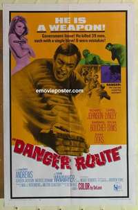 b472 DANGER ROUTE one-sheet movie poster '68 Carol Lynley, Barbara Bouchet
