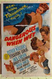 b473 DANGEROUS WHEN WET one-sheet movie poster '53 Esther Williams