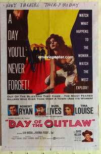 b493 DAY OF THE OUTLAW one-sheet movie poster '59 Robert Ryan, Burl Ives