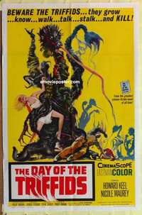 b494 DAY OF THE TRIFFIDS one-sheet movie poster '62 Howard Keel classic!