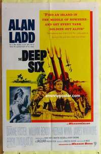 b512 DEEP SIX one-sheet movie poster '58 Alan Ladd, William Bendix, WWII