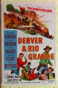b517 DENVER & RIO GRANDE one-sheet movie poster '52 Edmond O'Brien