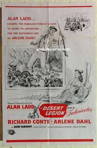 b518 DESERT LEGION military one-sheet movie poster R60s Alan Ladd, Conte