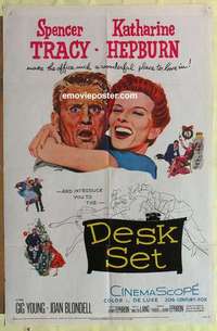 b519 DESK SET one-sheet movie poster '57 Spencer Tracy, Katharine Hepburn