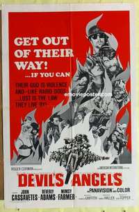 b527 DEVIL'S ANGELS one-sheet movie poster '67 John Cassavetes, bikers!