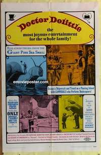 b550 DOCTOR DOLITTLE one-sheet movie poster R69 Rex Harrison, Eggar