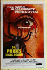 b567 DR PHIBES RISES AGAIN one-sheet movie poster '72 spider-in-eye image!