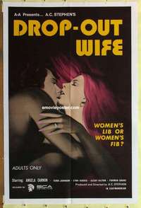 b575 DROP-OUT WIFE one-sheet movie poster '72 Ed Wood, women's lib!