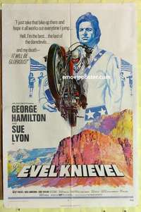 b622 EVEL KNIEVEL one-sheet movie poster '71 George Hamilton, daredevil!