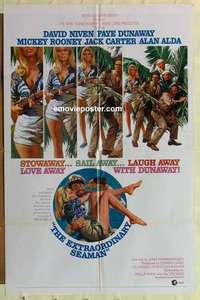 b634 EXTRAORDINARY SEAMAN one-sheet movie poster '69 David Niven, Dunaway
