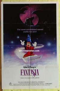 b644 FANTASIA one-sheet movie poster R85 Mickey Mouse, Disney classic!