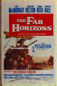 b646 FAR HORIZONS one-sheet movie poster '55 MacMurray, Charlton Heston