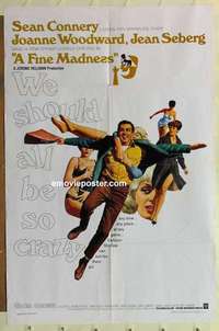 b664 FINE MADNESS one-sheet movie poster '66 Sean Connery, Woodward, Seberg