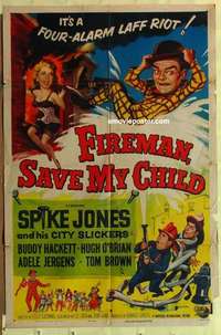 b668 FIREMAN, SAVE MY CHILD one-sheet movie poster '54 Spike Jones