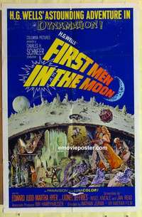 b669 FIRST MEN IN THE MOON one-sheet movie poster '64 Ray Harryhausen