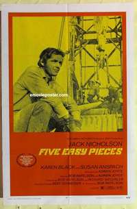 b674 FIVE EASY PIECES one-sheet movie poster '70 Jack Nicholson, Rafelson