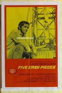 b675 FIVE EASY PIECES int'l one-sheet movie poster '70 Jack Nicholson