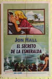 b695 FORBIDDEN ISLAND Spanish/U.S. one-sheet movie poster '58 Jon Hall
