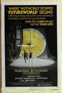 b734 FUTUREWORLD style B one-sheet movie poster '76 Peter Fonda, Yul Brynner