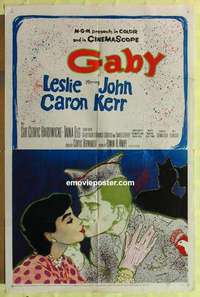 b737 GABY one-sheet movie poster '56 Leslie Caron, John Kerr, cool art!