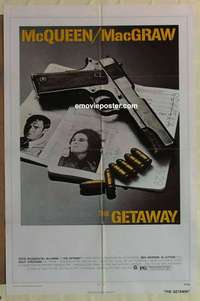 b747 GETAWAY one-sheet movie poster '72 Steve McQueen, Ali McGraw