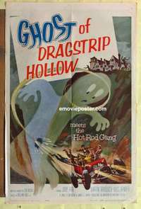 b749 GHOST OF DRAGSTRIP HOLLOW one-sheet movie poster '59 hot rod gang!