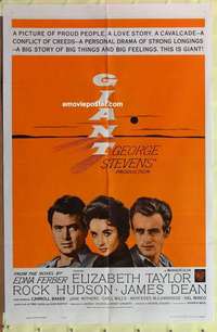 b751 GIANT one-sheet movie poster R63 James Dean, Liz Taylor, Rock Hudson