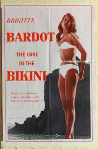 b760 GIRL IN THE BIKINI one-sheet movie poster '58 sexy Brigitte Bardot!