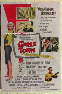 b763 GIRLS TOWN one-sheet movie poster '59 Mamie Van Doren, Mel Torme