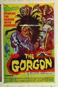 b796 GORGON one-sheet movie poster '64 Peter Cushing, Hammer horror!