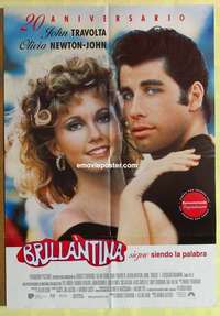 b801 GREASE DS Spanish/U.S. one-sheet movie poster R98 Travolta, Olivia Newton-John