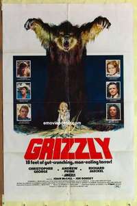 b820 GRIZZLY one-sheet movie poster '76 man-eating grizzly bear horror!