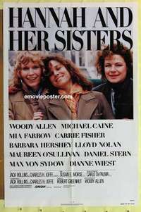 b841 HANNAH & HER SISTERS one-sheet movie poster '86 Woody Allen, Farrow