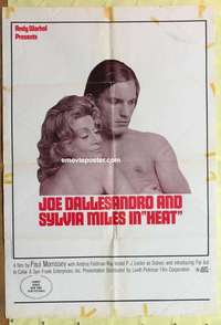 b855 HEAT one-sheet movie poster '72 Andy Warhol, Joe Dallesandro, Miles