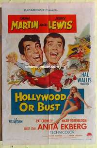 b881 HOLLYWOOD OR BUST one-sheet movie poster '56 Dean Martin, Jerry Lewis
