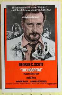 b893 HOSPITAL int'l one-sheet movie poster '71 George C. Scott, Diana Rigg