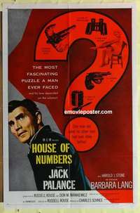 b902 HOUSE OF NUMBERS one-sheet movie poster '57 two Jack Palances!
