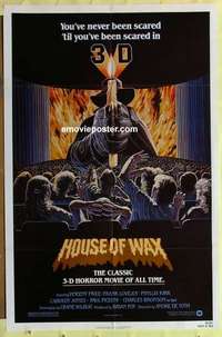 b903 HOUSE OF WAX one-sheet movie poster R81 great 3-D horror image!