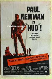 b911 HUD one-sheet movie poster '63 Paul Newman, Martin Ritt classic!