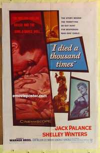 b920 I DIED A 1000 TIMES one-sheet movie poster '55 Jack Palance, Winters