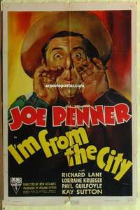 b934 I'M FROM THE CITY one-sheet movie poster '38 best Joe Penner close up!