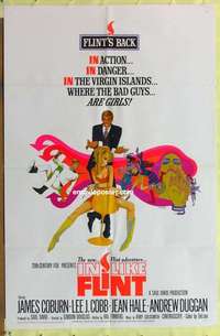 b940 IN LIKE FLINT one-sheet movie poster '67 James Coburn, Bob Peak art!